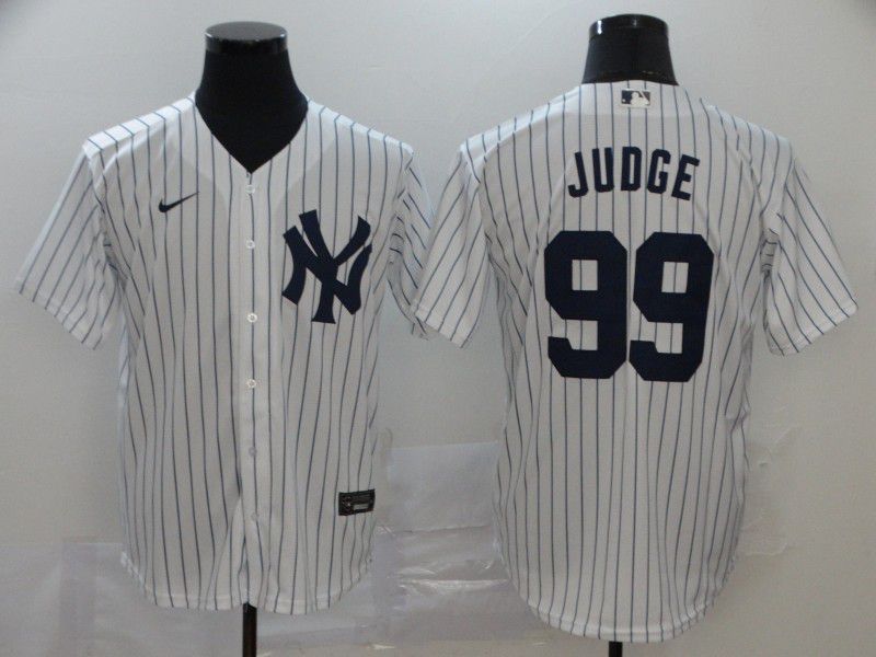 Men New York Yankees 99 Judge White stripes Nike Game MLB Jerseys